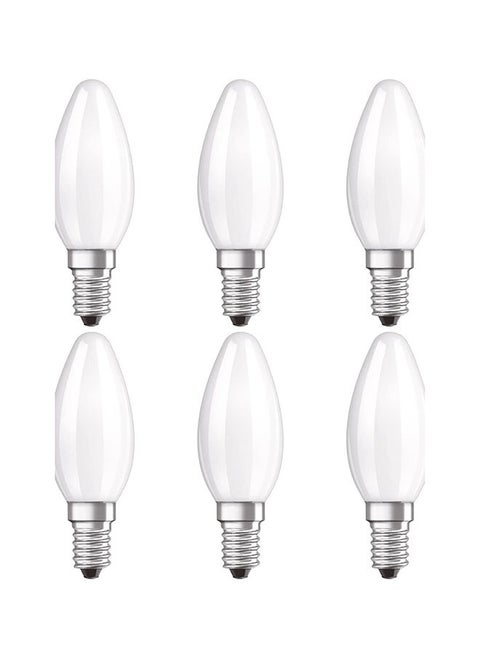6-Piece Retrofit Classic B Mini Candle Shape E14 4 W LED Lamp Warm White