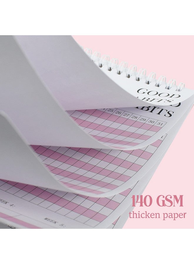 Oriental beauty pearl Habit Tracker Journal - Habit Tracker Calendar & Goal Tracker With Spiral Binding-Undated Weekly And Monthly Habit Tracker Planner To Boost Productivity With Habits Goals, 12Months, 8.5"X11” Pink  - Image 3