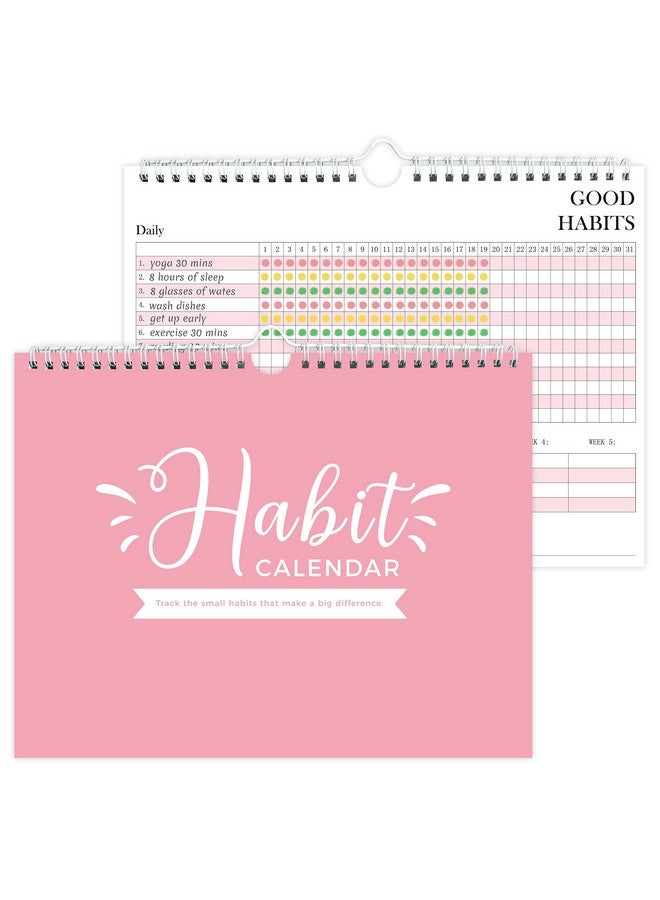 Oriental beauty pearl Habit Tracker Journal - Habit Tracker Calendar & Goal Tracker With Spiral Binding-Undated Weekly And Monthly Habit Tracker Planner To Boost Productivity With Habits Goals, 12Months, 8.5"X11” Pink  - Image 1