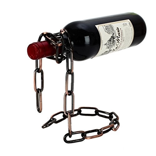 Fantasee Suspending Chain Wine Holder, Stainless Steel Magic Wine Rack Wine Bottle Holder Novelty Gift for Kitchen Home Decoration (Bronze) - Image 1
