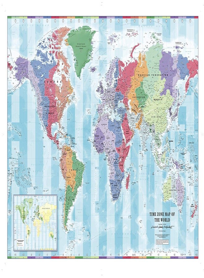 MapSherpa Time Zone Wall Map of The World - Large - 56.25" x 34.75" Laminated - Image 1