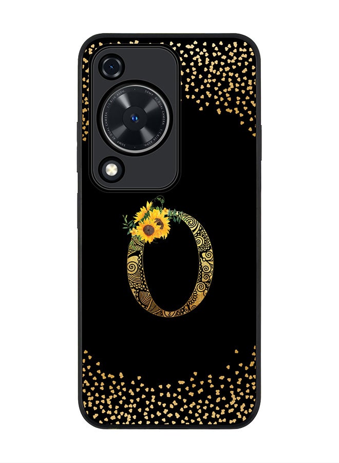 Stylizedd Rugged Black edge case for Huawei nova Y72 / Huawei Enjoy 70 4G,Slim fit Cover Custom Monogram Initial Letter Floral Pattern Alphabet - O (Black) - Image 1