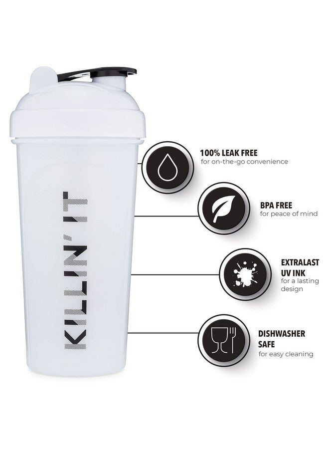 GOMOYO GOMOYO [2 Pack] 28oz Shaker Bottle with Motivational Quotes (White & Navy) | Protein Shaker Bottle with Mixer Agitators | Blender Shaker Bottle for Protein Mixes Pack is BPA Free and Dishwasher Safe - Image 2