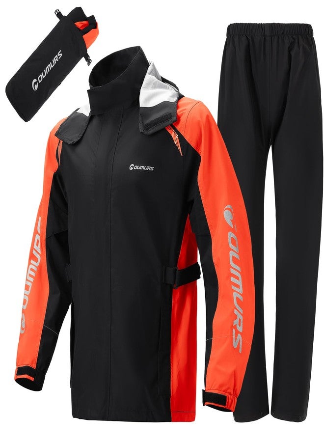 Oumurs Motorcycle Rain Suit - Waterproof Jacket & Pants for Men & Women, Lightweight Nylon, Reflective, Multi-purpose for Riding, Fishing, Golf, Hunting, Camping - Image 1