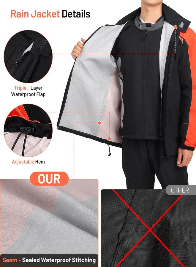 Oumurs Motorcycle Rain Suit - Waterproof Jacket & Pants for Men & Women, Lightweight Nylon, Reflective, Multi-purpose for Riding, Fishing, Golf, Hunting, Camping - Image 4