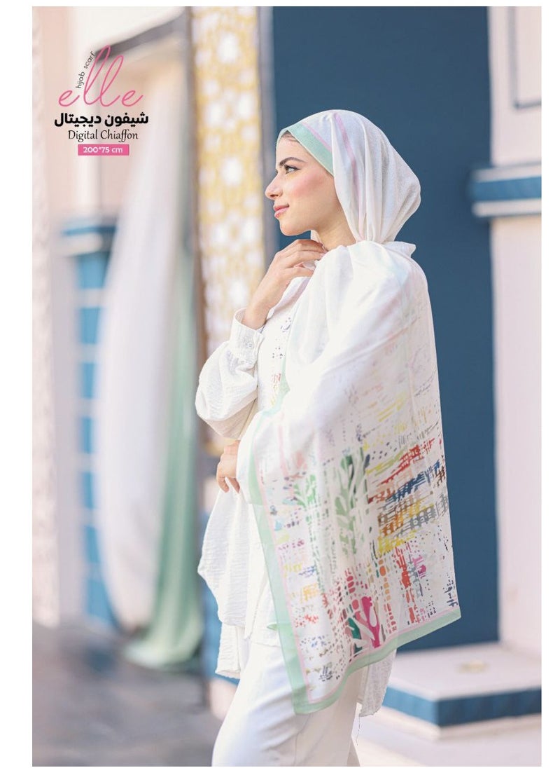 طرحة وشاح حجاب إسلامي شيفون فاخر للنساء للمناسبات والأيام العادية - مقاس (200 سم × 75 سم)