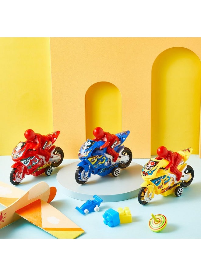 Civaner Civaner 4 Pieces Motorcycle Toys Set Miniature Motorbike Toys Plastic Friction Motorcycles Push Go Friction Powered Motorbikes for Birthday Party Favors Supplies Cake Toppers, Random Colors  - Image 5