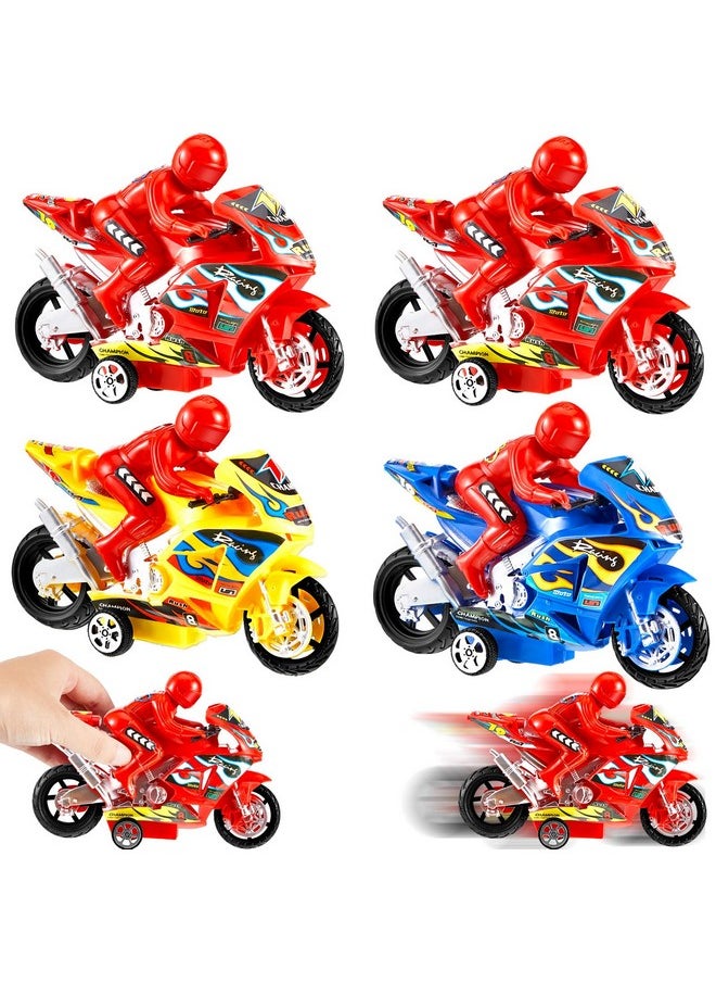 Civaner Civaner 4 Pieces Motorcycle Toys Set Miniature Motorbike Toys Plastic Friction Motorcycles Push Go Friction Powered Motorbikes for Birthday Party Favors Supplies Cake Toppers, Random Colors  - Image 1