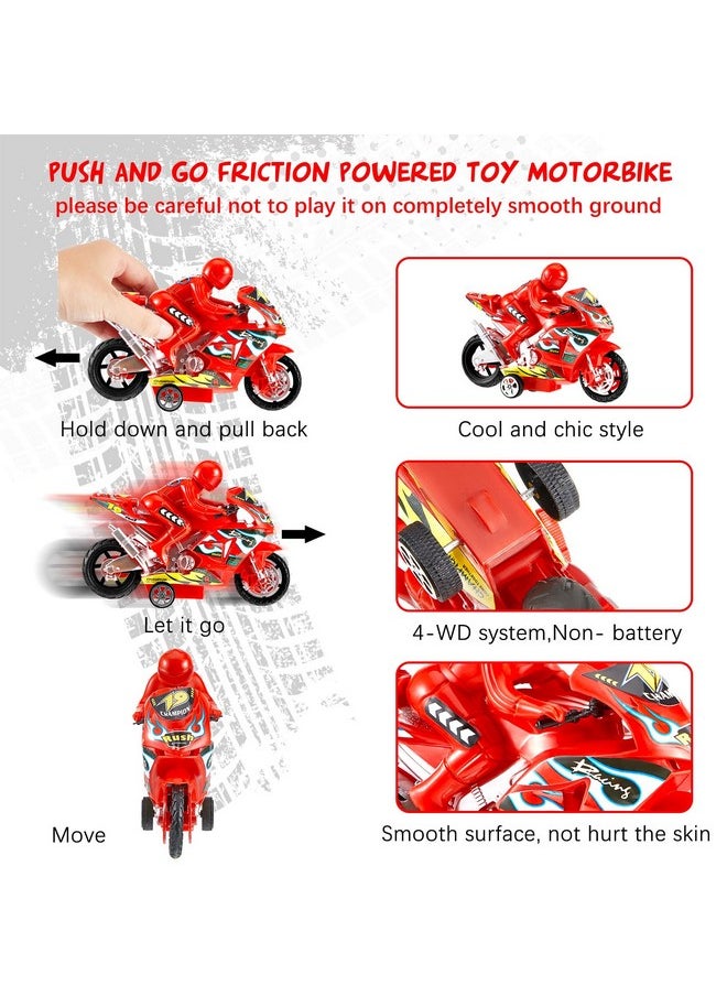 Civaner Civaner 4 Pieces Motorcycle Toys Set Miniature Motorbike Toys Plastic Friction Motorcycles Push Go Friction Powered Motorbikes for Birthday Party Favors Supplies Cake Toppers, Random Colors  - Image 3