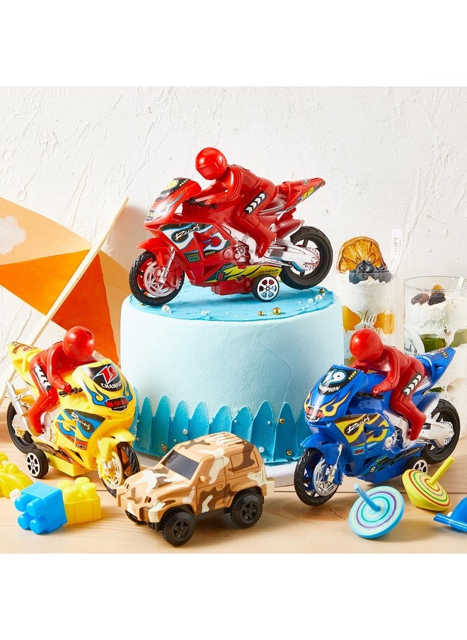 Civaner Civaner 4 Pieces Motorcycle Toys Set Miniature Motorbike Toys Plastic Friction Motorcycles Push Go Friction Powered Motorbikes for Birthday Party Favors Supplies Cake Toppers, Random Colors  - Image 4