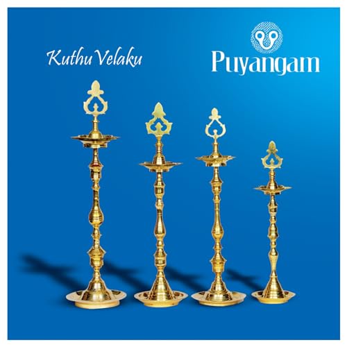 Puyangam Brass KUTHU VILAKKU, Brass Lamps/Diya/DEEPAM for Pooja/Best Lamps/Diya/KUTHU VILAKKU for Gifts/Decorations (18 Inch) - Image 4