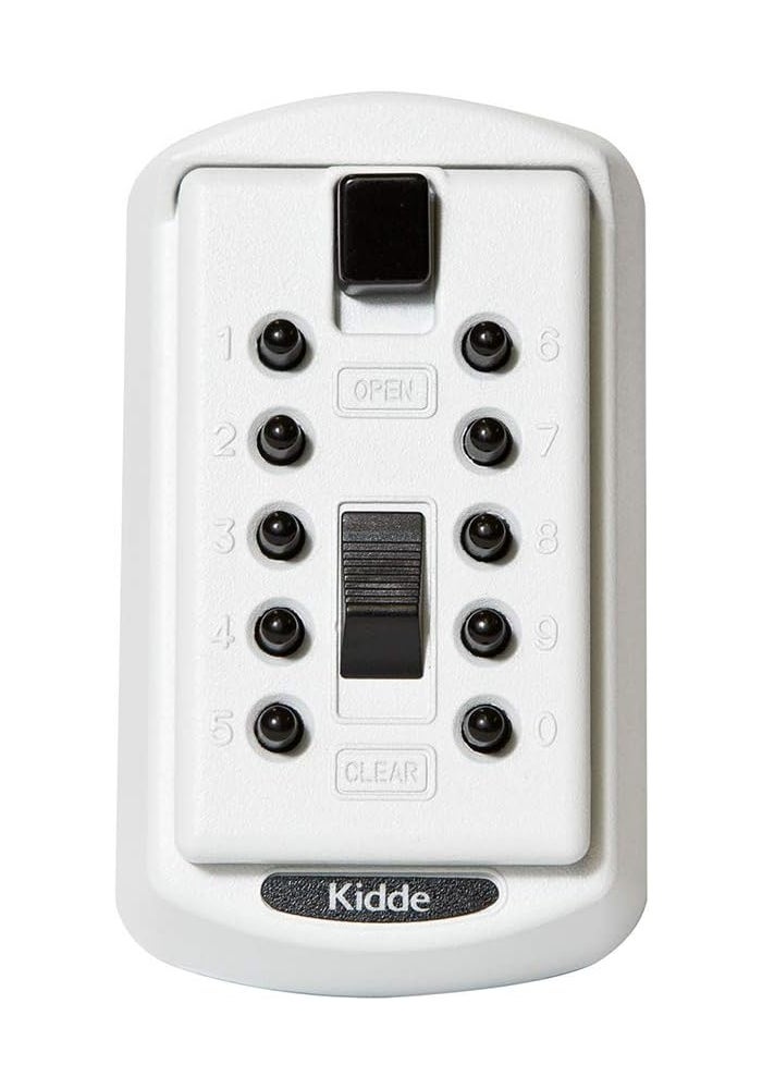 Kidde AccessPoint 001413 KeySafe Original Slimline Push Button Combination Key Lock Box - 2-Key, White - Image 1
