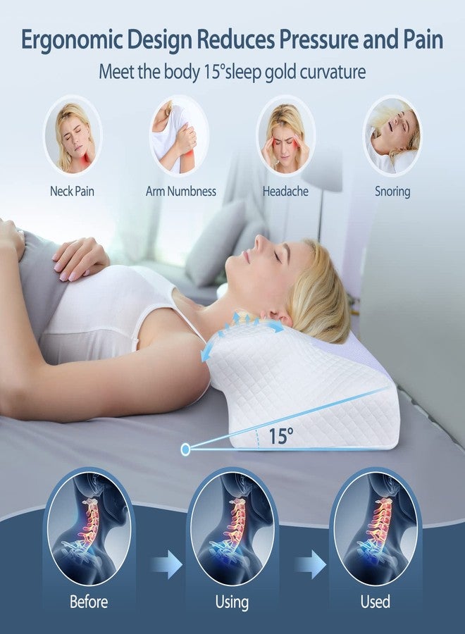 HOMCA Cervical Pillow Memory Foam Pillows - Contour Memory Foam Pillow for Neck Pain Relief, Orthopedic Neck Bed Pillow for Side Sleepers Back and Stomach - Image 3