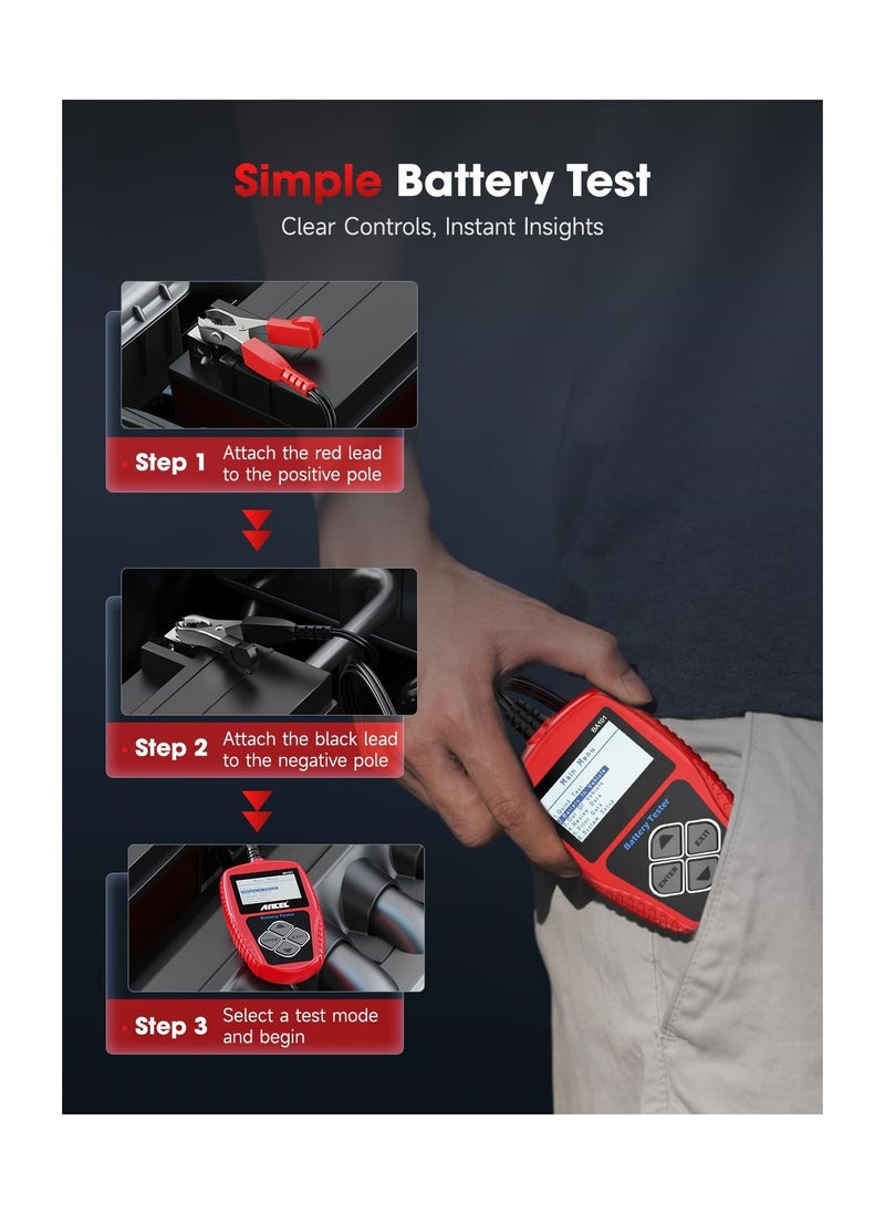 SYOSI - 12V Car Battery Tester Digital Tool, Automotive Battery and Alternator Diagnostic 100-2000 CCA Car Battery Load Capacity Tester Digital Battery Tester for Motorcycle, Truck, Boat, Marine & More - Image 1