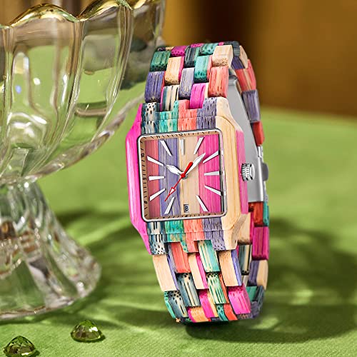 Dentily Women Square Wood Watches Handmade Wooden Quartz Ladies Womens Watch Women's Wooden Watch - Image 2