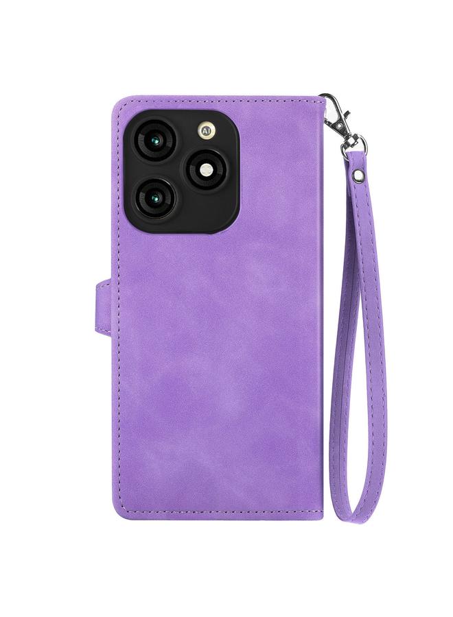 erorex Case For Tecno Itel A70 Embossed Flower Zipper Leather Phone Case - Image 3
