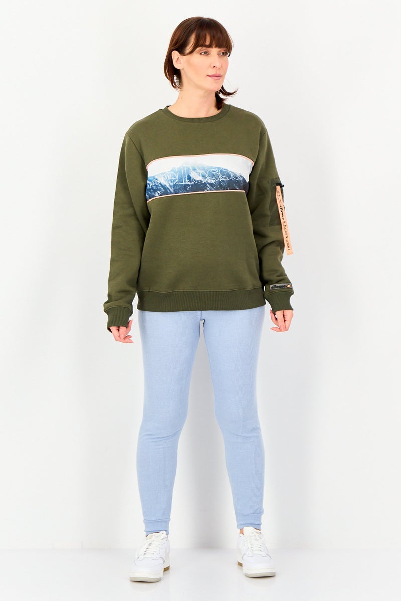 Ellesse Women Sportswear Fit Long Sleeve Outdoor Sweatshirt, Olive - Image 3