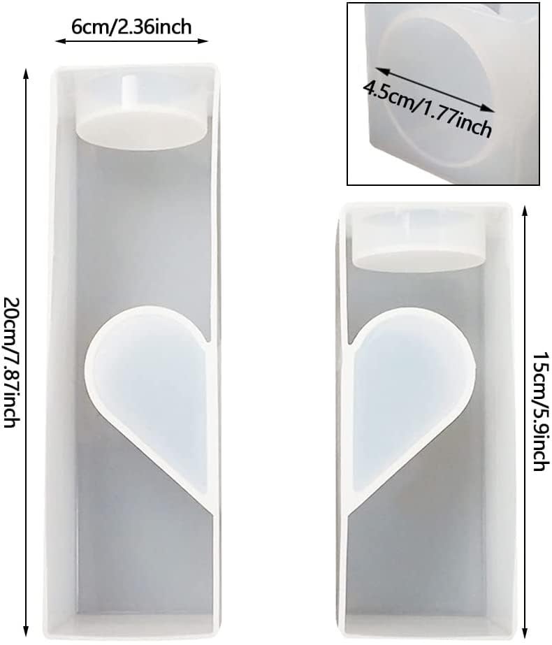 SNOOGG ™Set of 1 Sea Shell Shape & 2 Piece Twin Half Heart tealight Candle Holder Set with Wood Frame Silicone Molds for Epoxy Resin Casting - Image 3