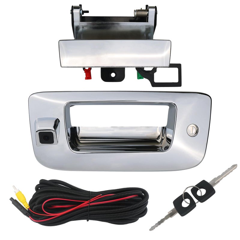 omoZone Backup Camera Tailgate Handle Rear View Camera Liftgate Latch Handle with Key Lock Cylinder Compatible with 20072014 Chevrolet Chevy Silverado GMC Sierra 1500 2500 3500