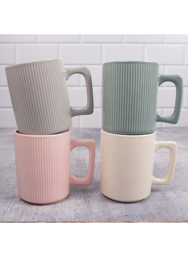 4 قطع مج قهوة من البورسلين سعة 350 مل،مثالية للمشروبات الساخنة والباردة على الطراز الكورى للكابتشينو والشاي والايس كوفى آمنة للاستخدام في غسالة الأطباق والميكروويف - Image 4