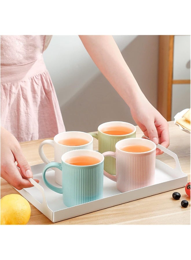 4 قطع مج قهوة من البورسلين سعة 350 مل،مثالية للمشروبات الساخنة والباردة على الطراز الكورى للكابتشينو والشاي والايس كوفى آمنة للاستخدام في غسالة الأطباق والميكروويف - Image 2