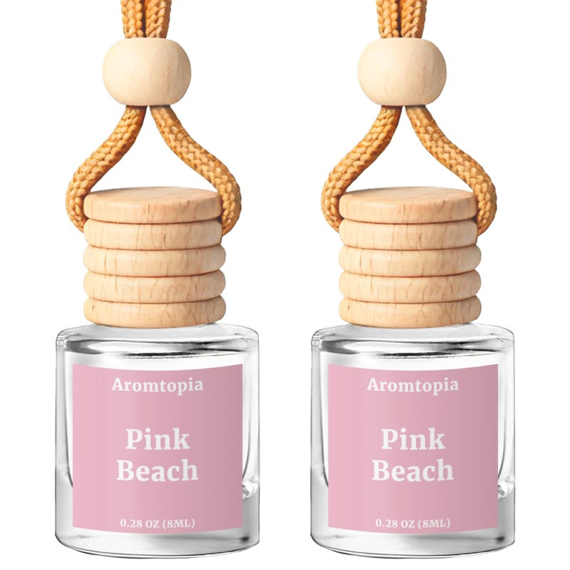 AROMTOPIA Car Air Freshener Hanging 2 Pack, Aromtopia Pink Beach Essential Oil Diffuser for Cars, Cute Car Accessories for Women & Men Gift, Long-Lasting Car Fragrance - Image 1