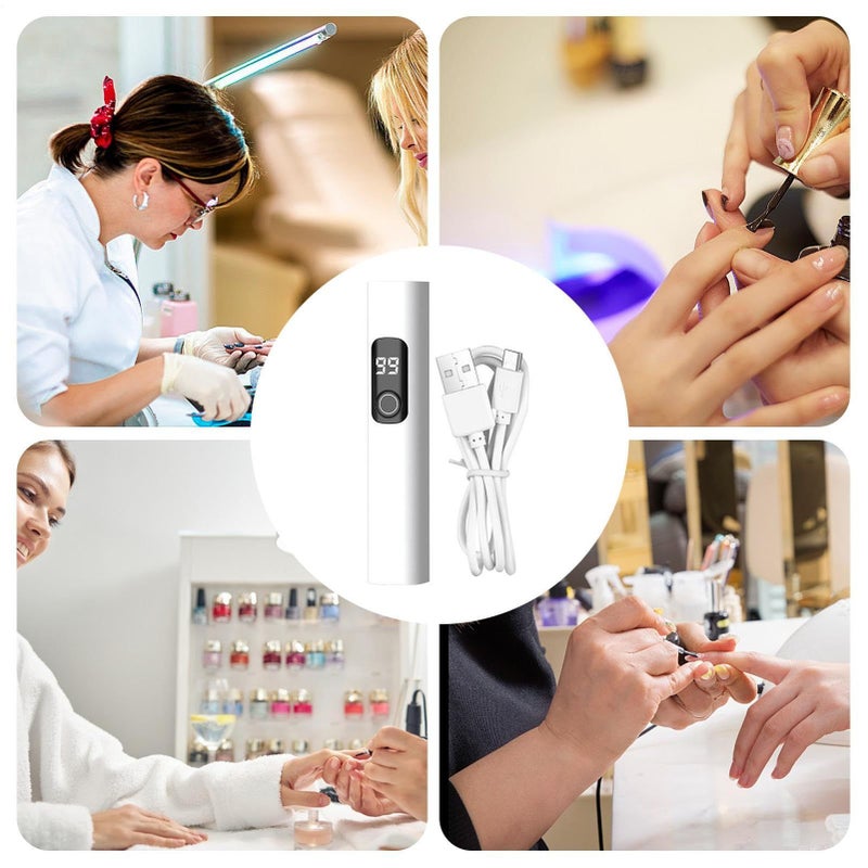 USB Rechargeable Mini UV LED Nail Lamp For Gel Manicure Portable White - Image 5