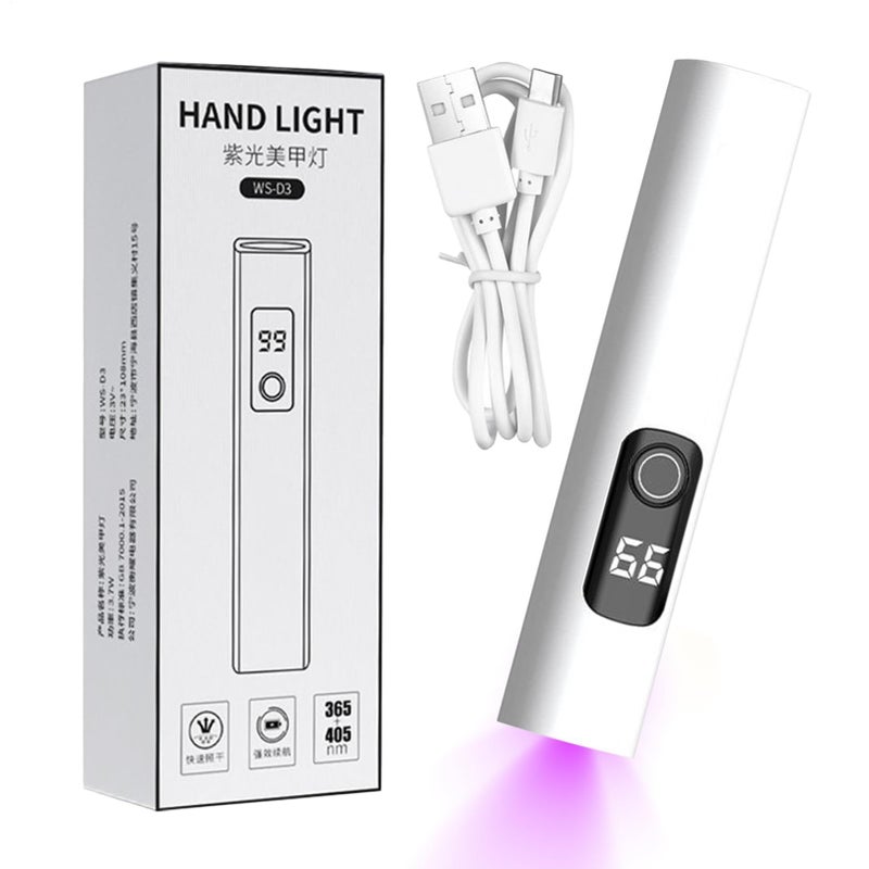 USB Rechargeable Mini UV LED Nail Lamp For Gel Manicure Portable White - Image 2