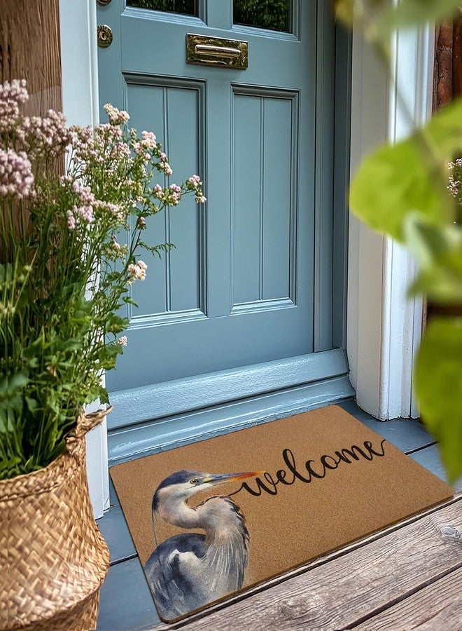 XLDLIOO Funny Welcome Door Mat, Heron Bird Doormat, Funny Welcome Front Door Mat Indoor Outdoor Entrance, Bird Artificial Coir Doormats Rugs for Porch Patio Entryway Home Room Decor 30x17in - Image 2