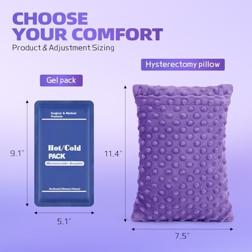 okmaba Hysterectomy Recovery Pillow with Hot/Cold Pack Pocket - Abdominal Surgery Recovery Pillow for Women, C-Section & Tummy Tuck Must Haves, Post Op Support Cushion(Purple) - Image 2