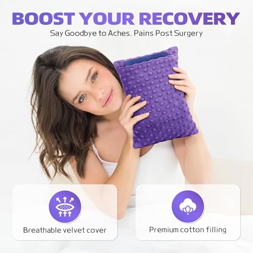 okmaba Hysterectomy Recovery Pillow with Hot/Cold Pack Pocket - Abdominal Surgery Recovery Pillow for Women, C-Section & Tummy Tuck Must Haves, Post Op Support Cushion(Purple) - Image 3