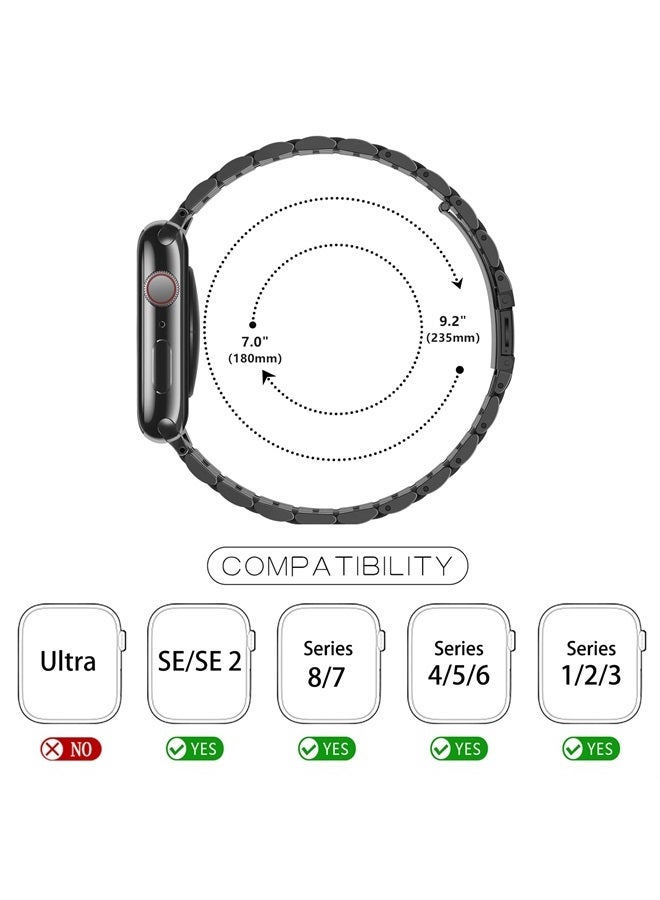 Tasikar حزام ساعة آبل متوافق 41 مم 40 مم 38 مم، حزام معدني من الفولاذ المقاوم للصدأ بديل متوافق لساعة آبل SE 2 SE سلسلة 9 8 7 6 5 4 3 2 1، 41/40/38 مم أسود - Image 5
