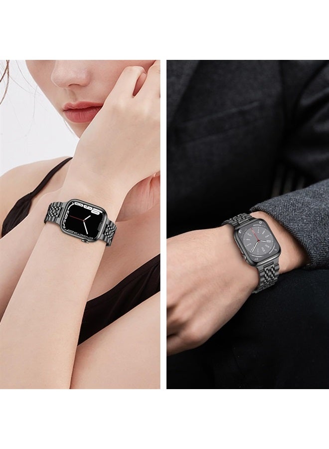 Tasikar حزام ساعة آبل متوافق 41 مم 40 مم 38 مم، حزام معدني من الفولاذ المقاوم للصدأ بديل متوافق لساعة آبل SE 2 SE سلسلة 9 8 7 6 5 4 3 2 1، 41/40/38 مم أسود - Image 3