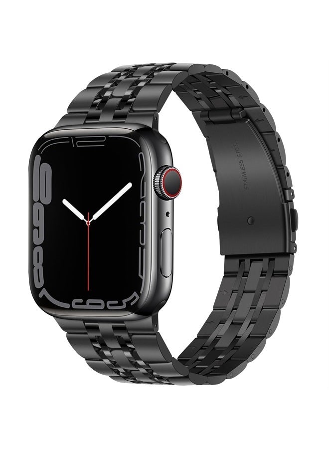 Tasikar حزام ساعة آبل متوافق 41 مم 40 مم 38 مم، حزام معدني من الفولاذ المقاوم للصدأ بديل متوافق لساعة آبل SE 2 SE سلسلة 9 8 7 6 5 4 3 2 1، 41/40/38 مم أسود - Image 1