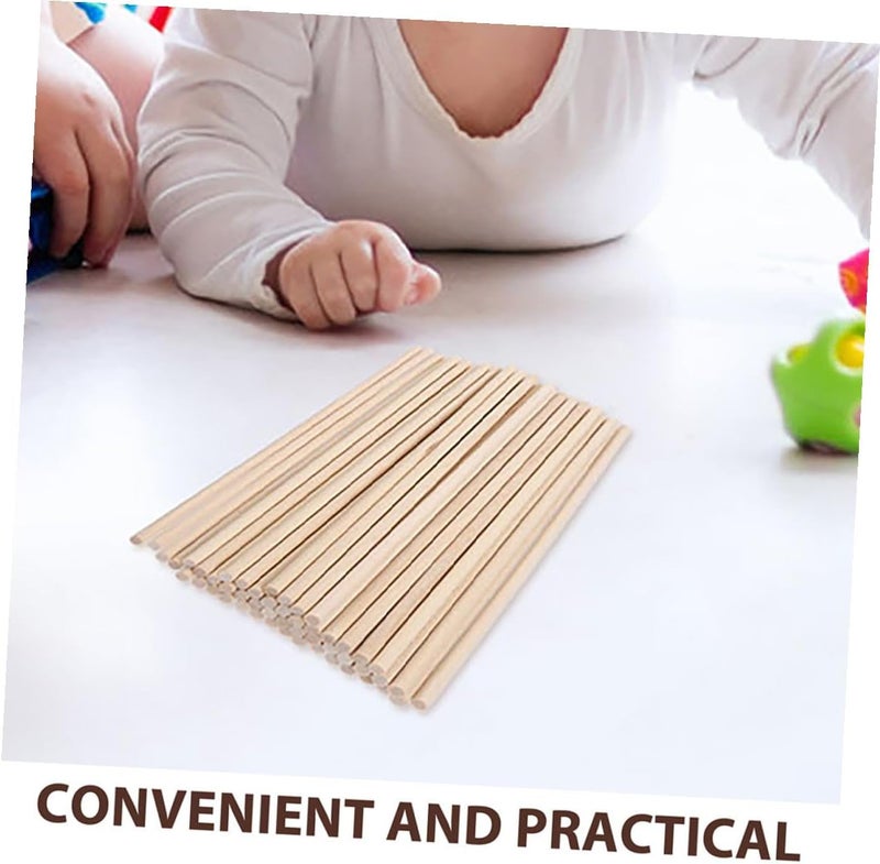 Lurrose 200pcs Wooden Round Dowel Rods 15x0.5cm Natural Unfinished Hardwood Craft Sticks for DIY Art Projects and Woodworking Supplies - Image 2