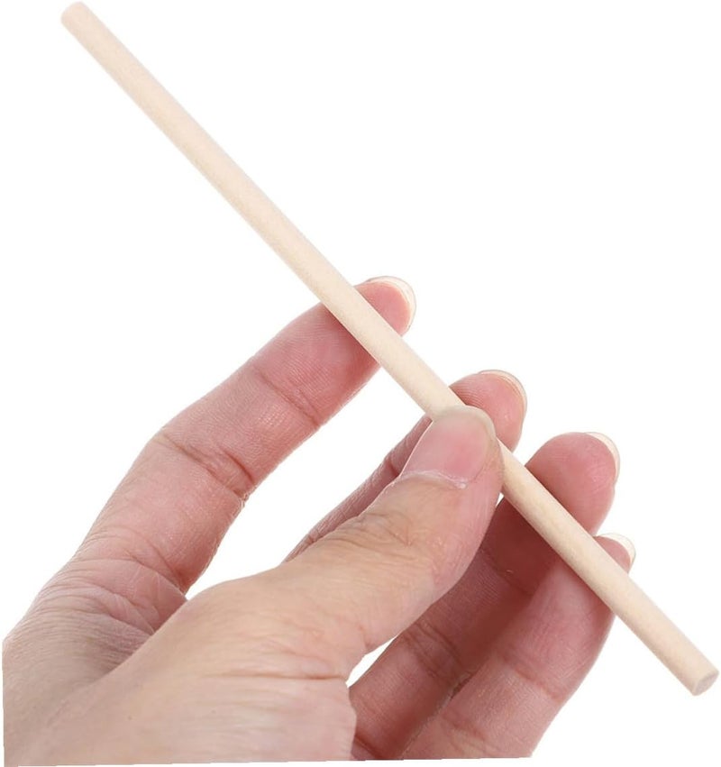Lurrose 200pcs Wooden Round Dowel Rods 15x0.5cm Natural Unfinished Hardwood Craft Sticks for DIY Art Projects and Woodworking Supplies - Image 3