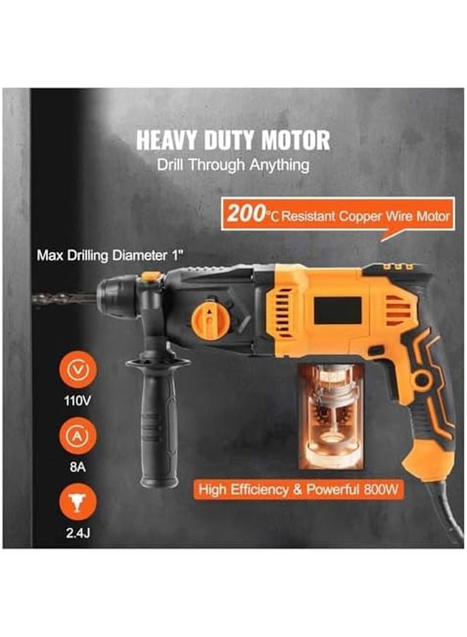 800W SDS Plus Rotary Hammer Drill 1 Inch 4 Mode Concrete Masonry Chipping Hammer - Image 4