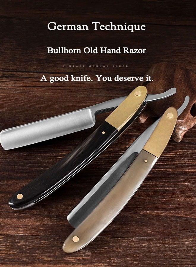 SMITH CHU Straight Razor，Bullhorn Straight Razor，Professional Razor Set with Leather Shaving and Care Cloth, comes with a storage holster - Image 4