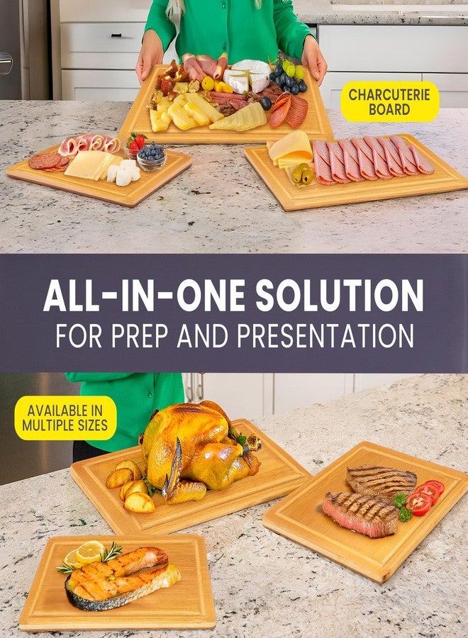 Greener Chef Glue-Free Surface™ Extra Large Bamboo Cutting Board Set - For Chopping Vegetables, Carving Meat, Slicing Bread, and Serving Cheese & Charcuterie for Safer Family Meal Prep - For Health Conscious Chefs - Image 2