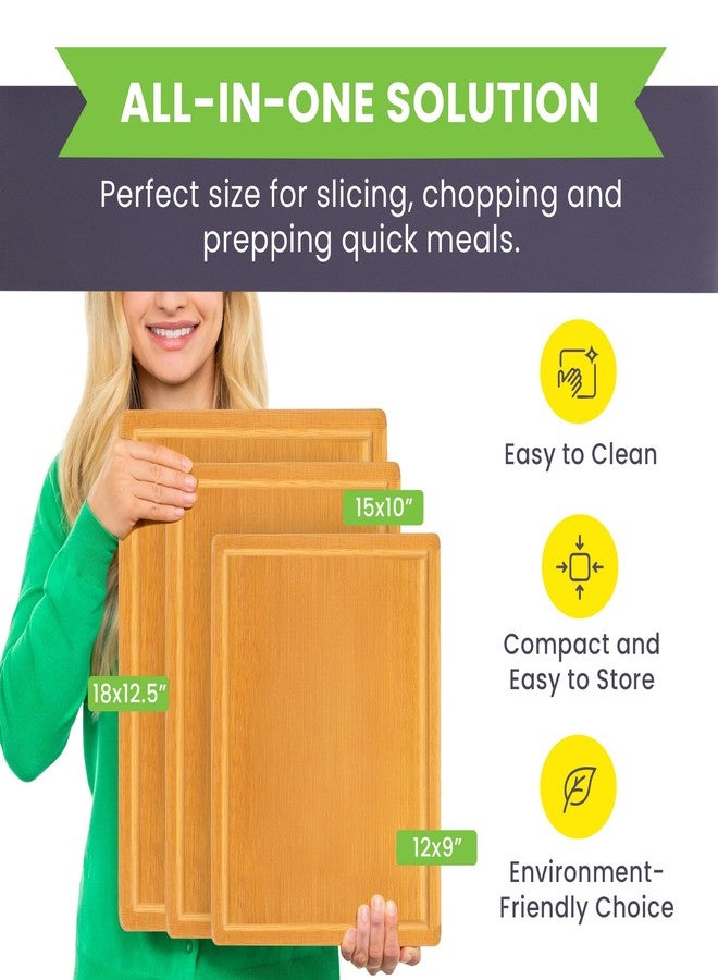 Greener Chef Glue-Free Surface™ Extra Large Bamboo Cutting Board Set - For Chopping Vegetables, Carving Meat, Slicing Bread, and Serving Cheese & Charcuterie for Safer Family Meal Prep - For Health Conscious Chefs - Image 5