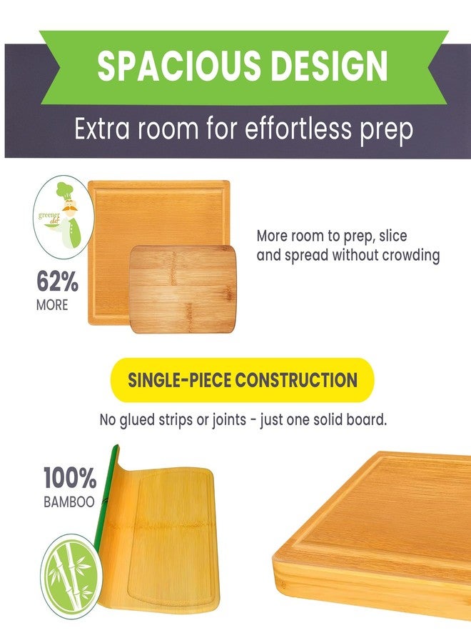 Greener Chef Glue-Free Surface™ Extra Large Bamboo Cutting Board Set - For Chopping Vegetables, Carving Meat, Slicing Bread, and Serving Cheese & Charcuterie for Safer Family Meal Prep - For Health Conscious Chefs - Image 3