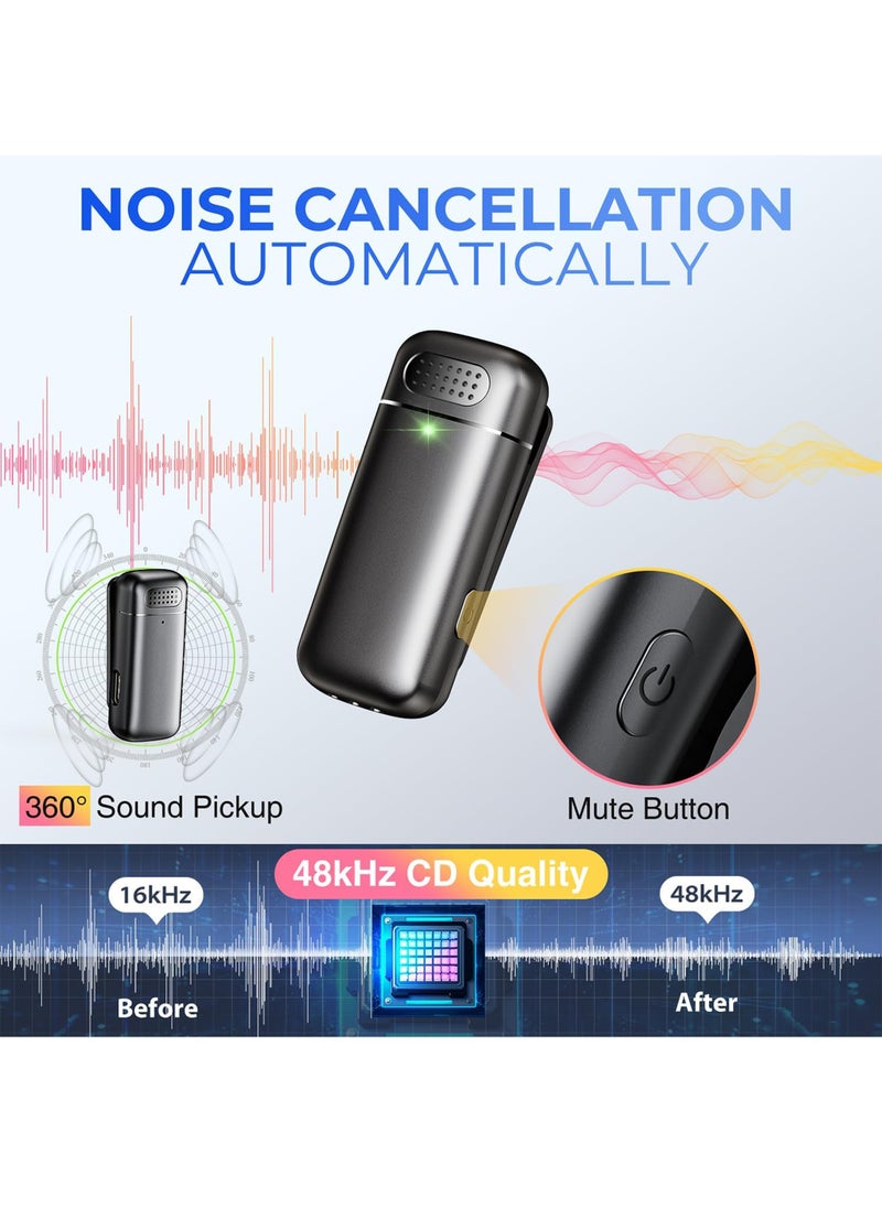 Uwals Mini Wireless Lavalier Lapel Microphone for iPhone, iPad - with 500mAh Charge Case & 30Hrs Playtime, 2 Pack Clip-On Small Mic for Tiktok, YouTube, Podcast, Vlog, Video Recording, Live Streaming  - Image 3