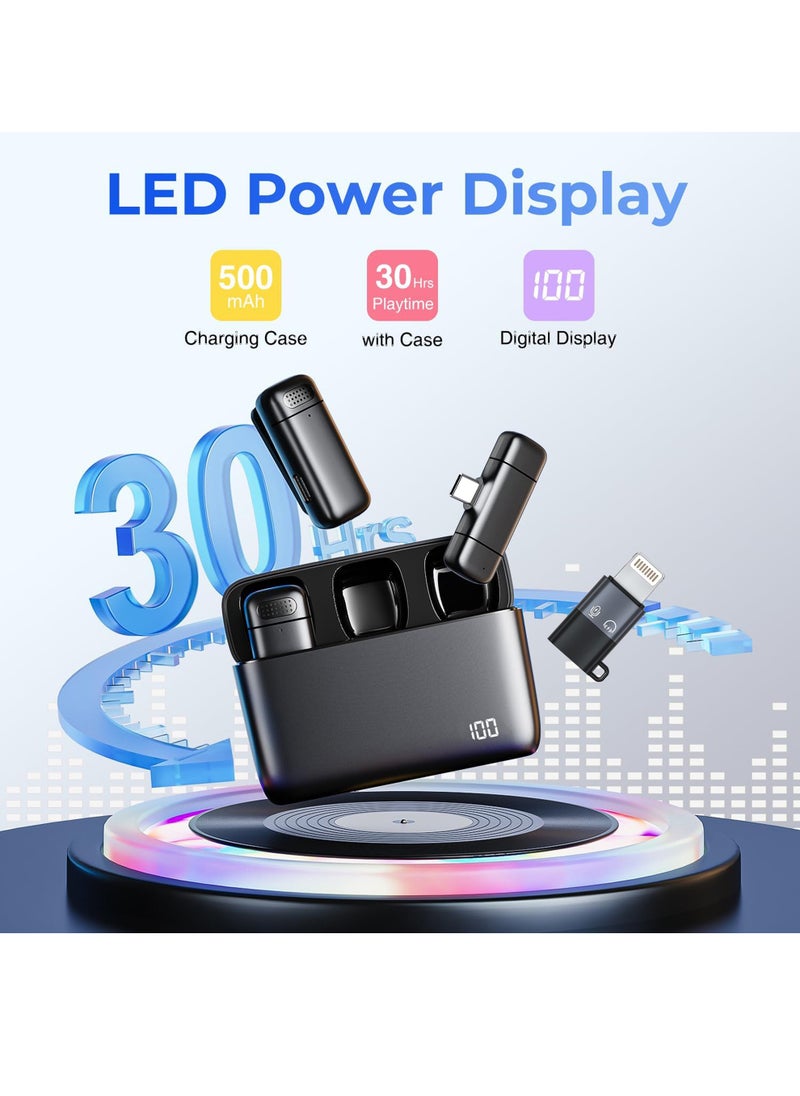Uwals Mini Wireless Lavalier Lapel Microphone for iPhone, iPad - with 500mAh Charge Case & 30Hrs Playtime, 2 Pack Clip-On Small Mic for Tiktok, YouTube, Podcast, Vlog, Video Recording, Live Streaming  - Image 2