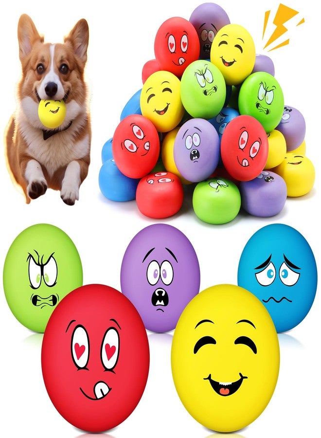 Hungdao 40 Pcs Squeaky Dog Toys Bulk for Medium Dogs, 2.8" Flat Latex Squeaky Dog Balls, Funny Soft Rubber Interactive Fetch Balls Toys for Small Medium Breeds Training - Image 1