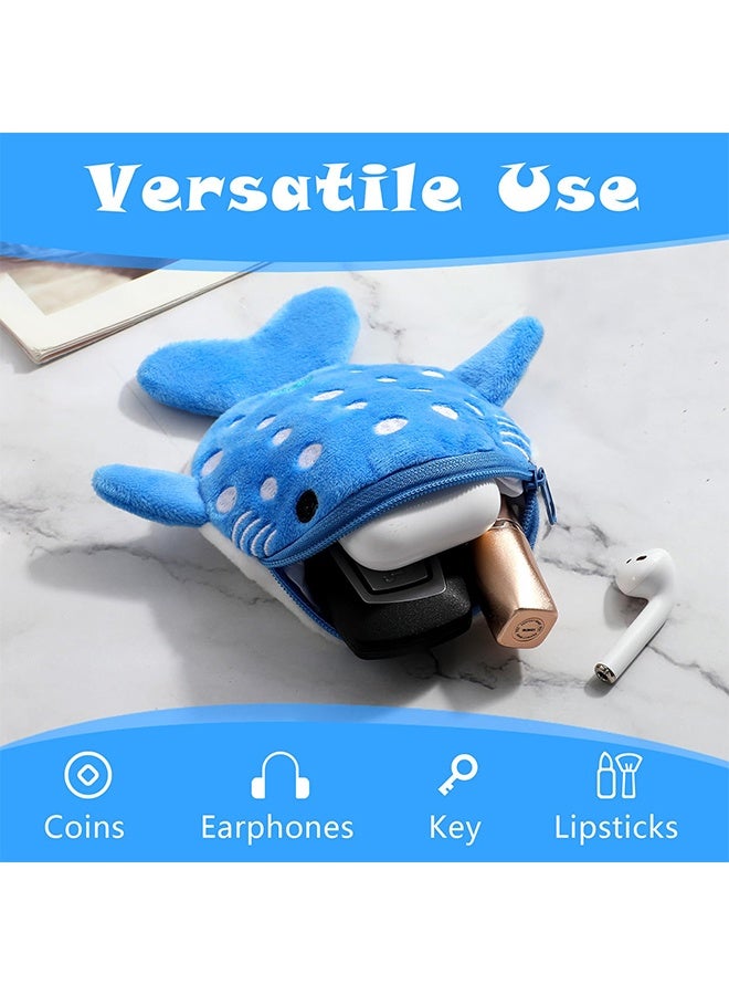 2PCS Cute Whale Plush Coin Purse Set, Kawaii Cartoon Mini Zipper Wallet, Portable Sea Animal Change Pouch for Kids & Adults, Travel Daily Use Birthday Gift Party Favor - Image 5