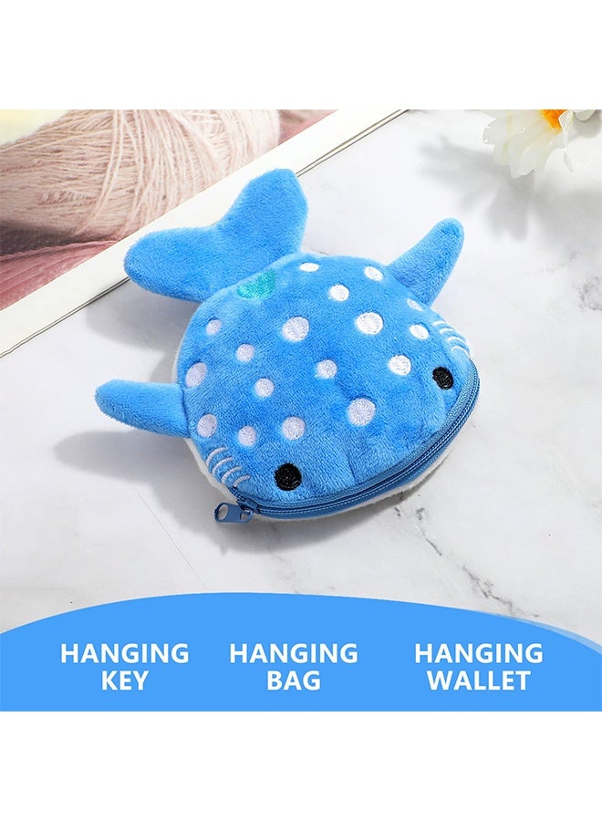 2PCS Cute Whale Plush Coin Purse Set, Kawaii Cartoon Mini Zipper Wallet, Portable Sea Animal Change Pouch for Kids & Adults, Travel Daily Use Birthday Gift Party Favor - Image 4