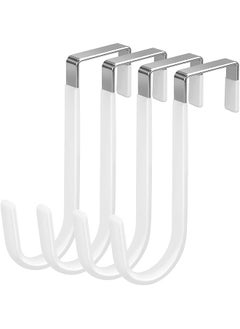 The Bros 4 Pack Over The Door Hook, Door Hooks, Rubber Surface Prevent Scratche Door Hanger Hooks for Bathroom, Living Room, Kitchen, Hanging Clothes, Towels, Bags(White)  - Image 1
