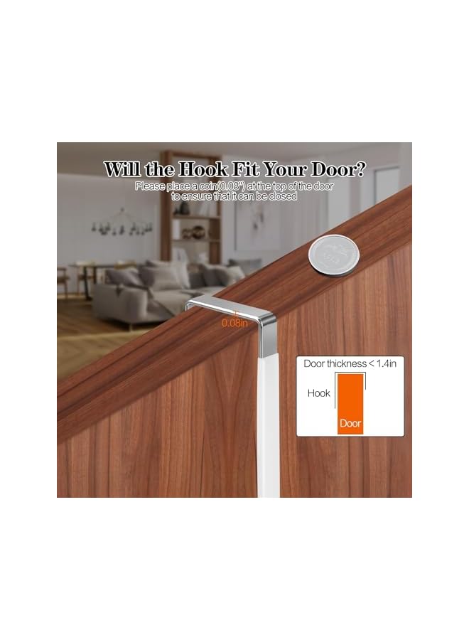 The Bros 4 Pack Over The Door Hook, Door Hooks, Rubber Surface Prevent Scratche Door Hanger Hooks for Bathroom, Living Room, Kitchen, Hanging Clothes, Towels, Bags(White) - Image 2