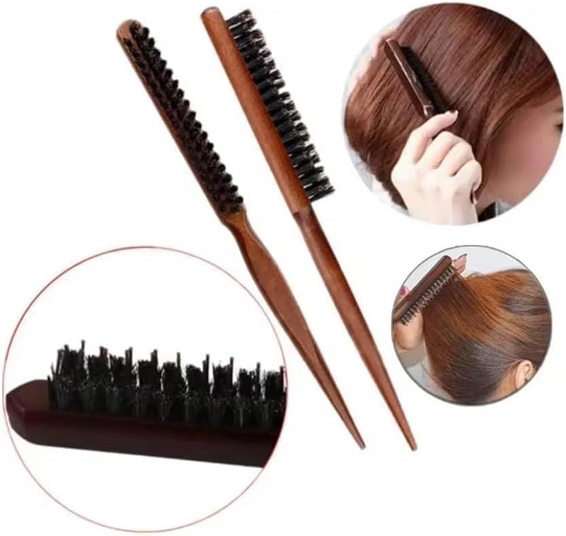 SMSM Professional Wooden Hair Brush with Dual Nylon Bristles for Detangling and Smooth Styling, Gentle on Baby Hair and Edges, Scalp Friendly Brush for All Hair Types, Daily Use - Image 3