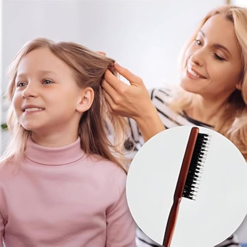 SMSM Professional Wooden Hair Brush with Dual Nylon Bristles for Detangling and Smooth Styling, Gentle on Baby Hair and Edges, Scalp Friendly Brush for All Hair Types, Daily Use - Image 5